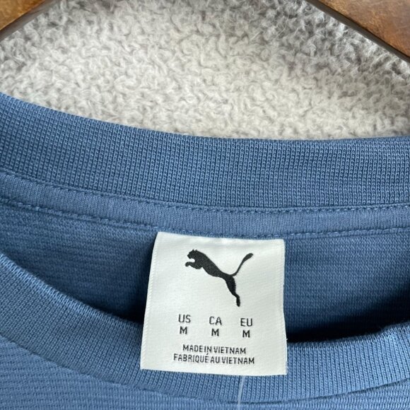 NEW Puma Men's M Blue Crewneck Sweatshirt Cotton Blend Ribbed Textured - Picture 6 of 10